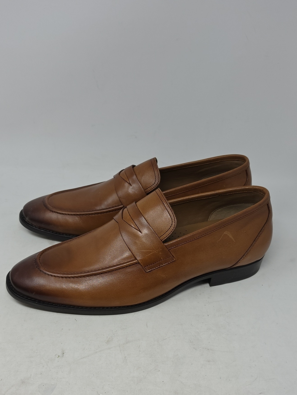 Thomas & Vine Classic Men’s Tan Leather Penny Loafers Size 13